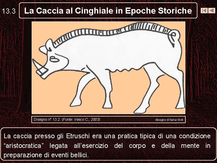 13. 3 La Caccia al Cinghiale in Epoche Storiche Disegno n° 13. 2: (Fonte: