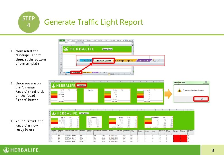 - Generate Traffic Light Report 1. Now select the “Lineage Report” sheet at the