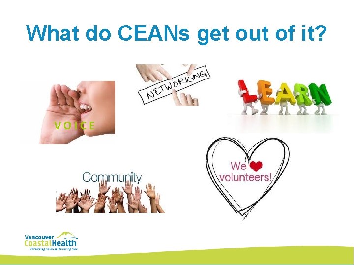 What do CEANs get out of it? VOICE What do CEANs get out of it? VOICE