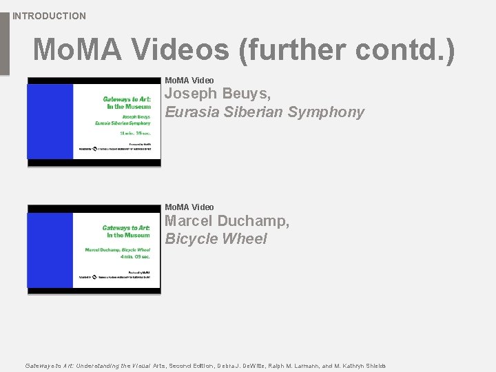 INTRODUCTION Mo. MA Videos (further contd. ) Mo. MA Video Joseph Beuys, Eurasia Siberian