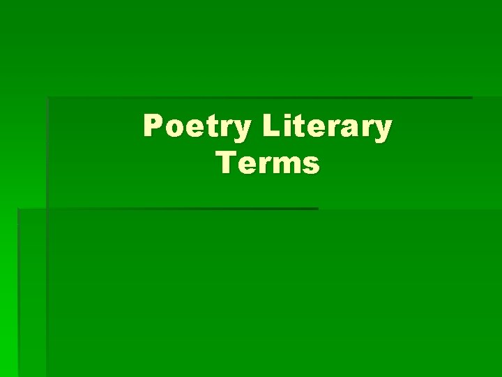 Poetry Literary Terms 