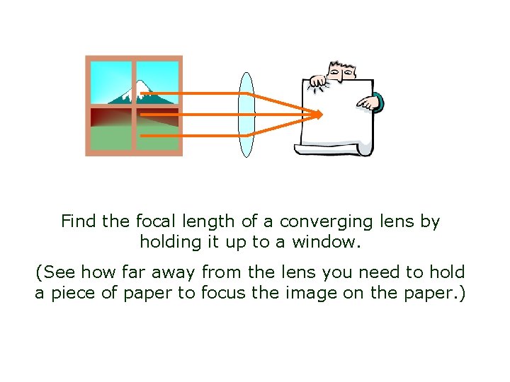 Find the focal length of a converging lens by holding it up to a