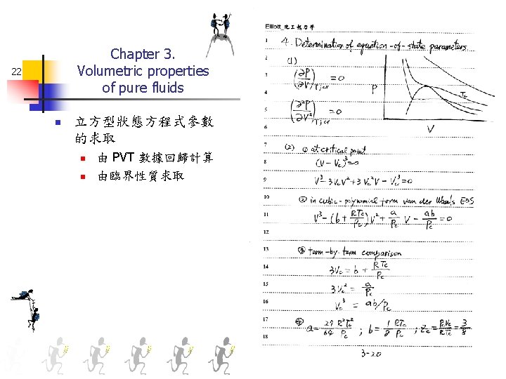 Chapter 3. Volumetric properties of pure fluids 22 n 立方型狀態方程式參數 的求取 n n 由