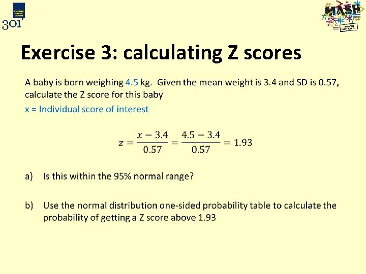 Exercise 3: calculating Z scores • 