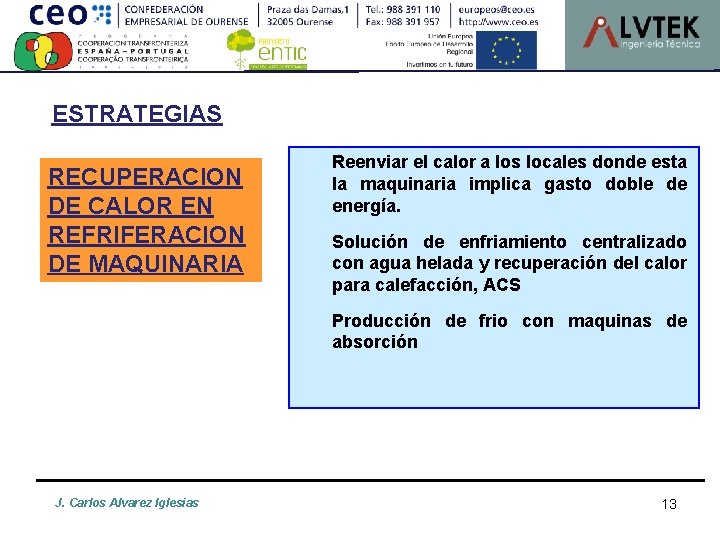 ESTRATEGIAS RECUPERACION DE CALOR EN REFRIFERACION DE MAQUINARIA Reenviar el calor a los locales