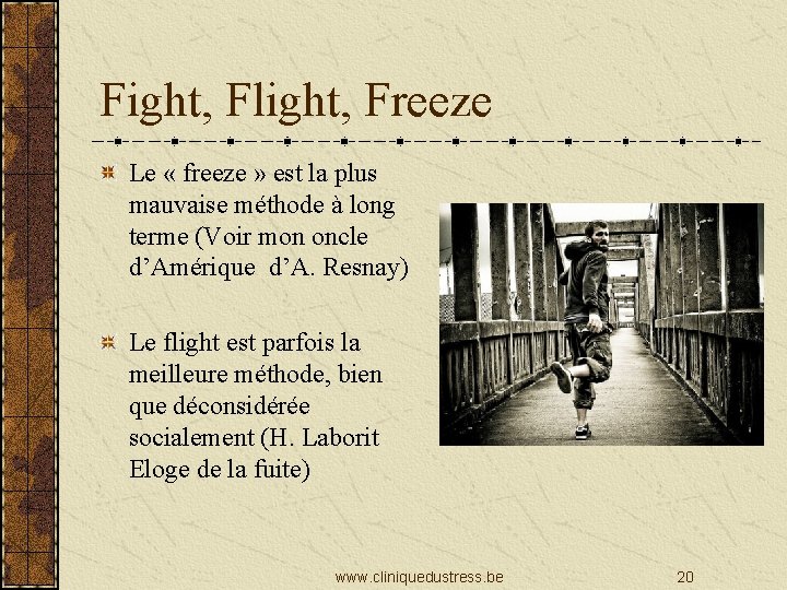 Fight, Flight, Freeze Le « freeze » est la plus mauvaise méthode à long