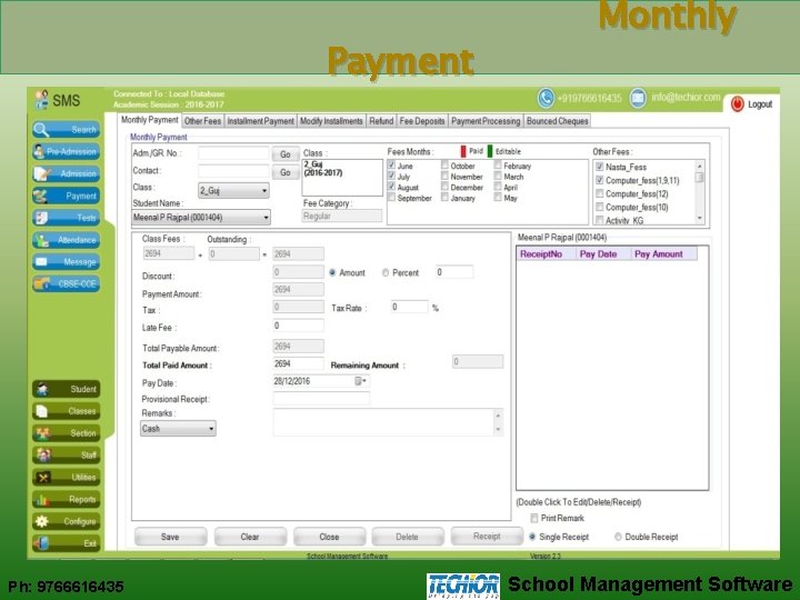 Payment Ph: 9766616435 Monthly School Management Software 