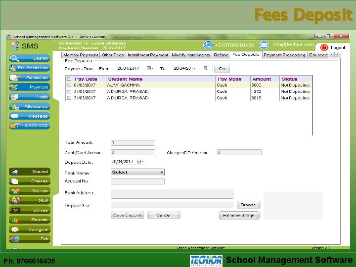 Fees Deposit Ph: 9766616435 School Management Software 