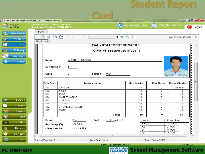 Card Ph: 9766616435 Student Report School Management Software 