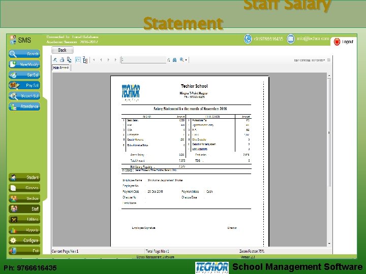 Statement Ph: 9766616435 Staff Salary School Management Software 