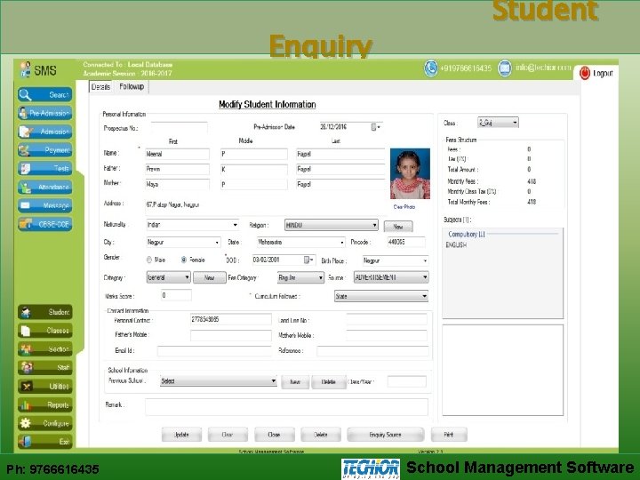 Enquiry Ph: 9766616435 Student School Management Software 