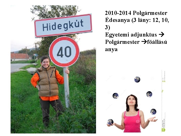 2010 -2014 Polgármester Édesanya (3 lány: 12, 10, 3) Egyetemi adjunktus Polgármester főállású anya