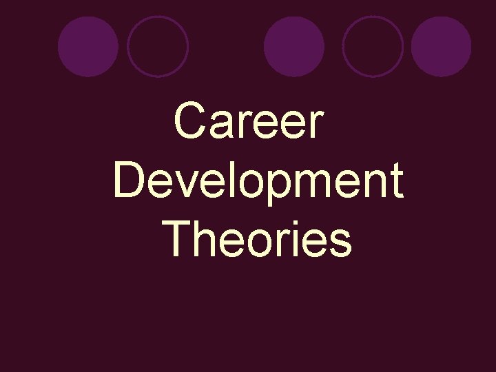 Career Development Theories 