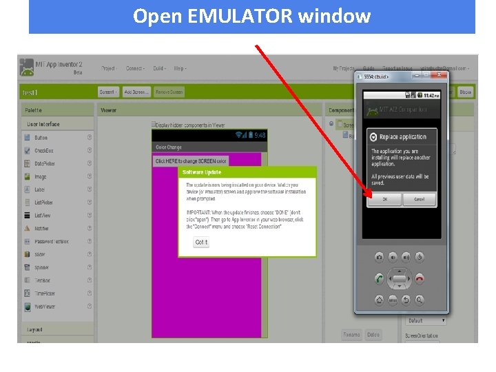 Open EMULATOR window 