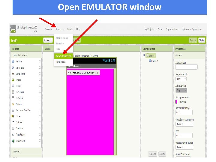 Open EMULATOR window 