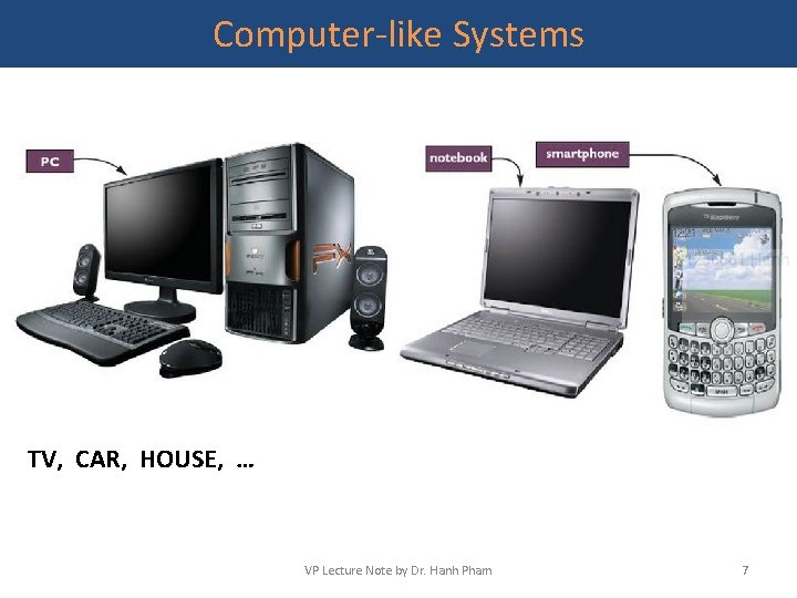 Computer-like Systems TV, CAR, HOUSE, … VP Lecture Note by Dr. Hanh Pham 7