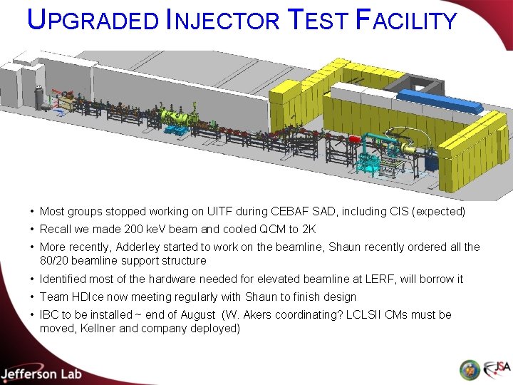 UPGRADED INJECTOR TEST FACILITY • Most groups stopped working on UITF during CEBAF SAD,