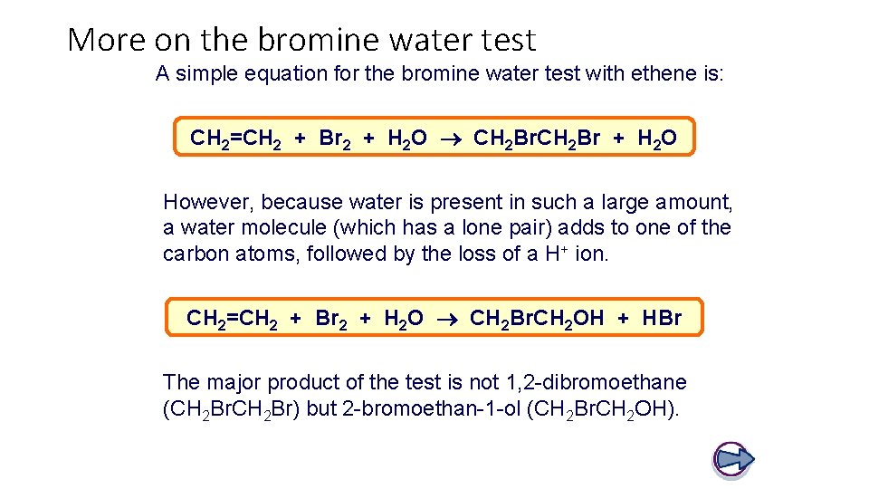 More on the bromine water test A simple equation for the bromine water test