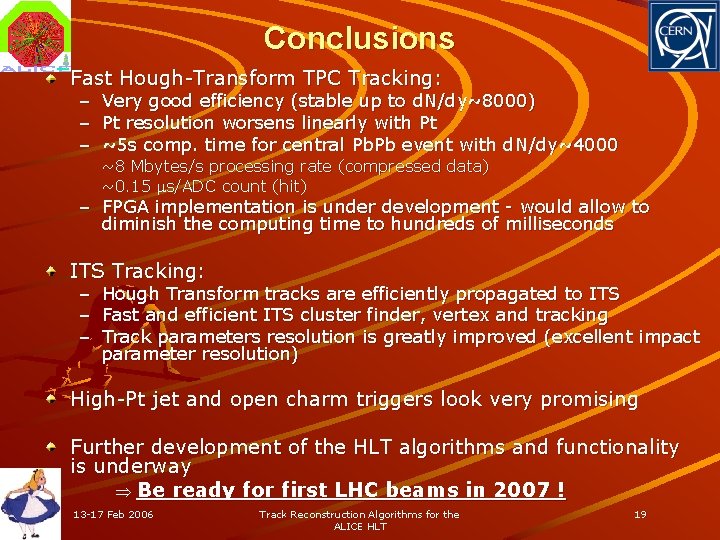Conclusions Fast Hough-Transform TPC Tracking: – – – Very good efficiency (stable up to