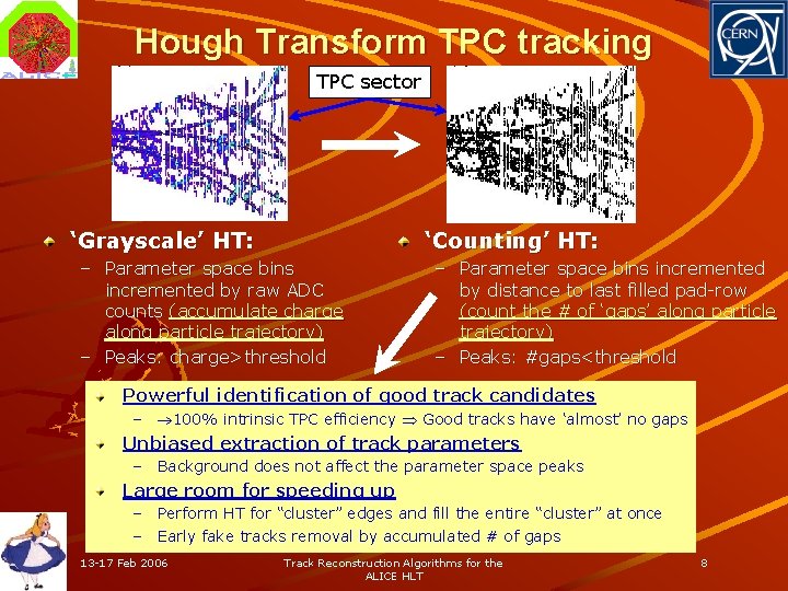 Hough Transform TPC tracking TPC sector ‘Grayscale’ HT: ‘Counting’ HT: – Parameter space bins