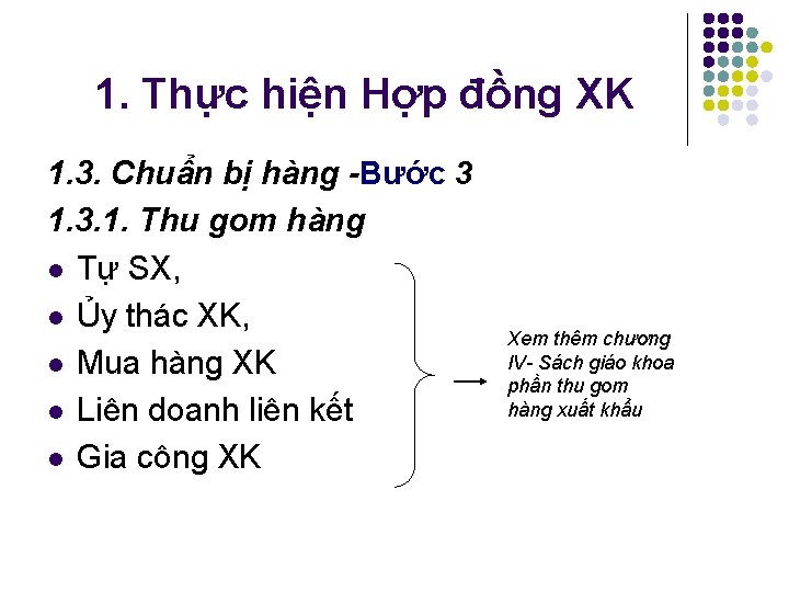 1. Thực hiện Hợp đồng XK 1. 3. Chuẩn bị hàng -Bước 3 1.