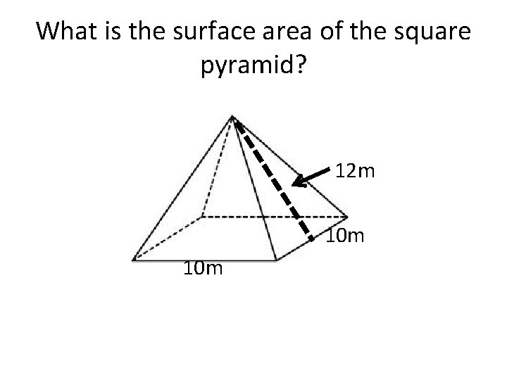 What is the surface area of the square pyramid? 12 m 10 m 