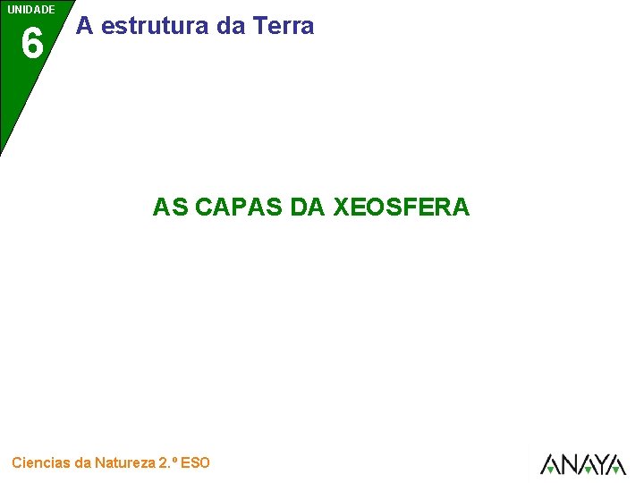 UNIDADE 6 A estrutura da Terra AS CAPAS DA XEOSFERA Ciencias da Natureza 2.