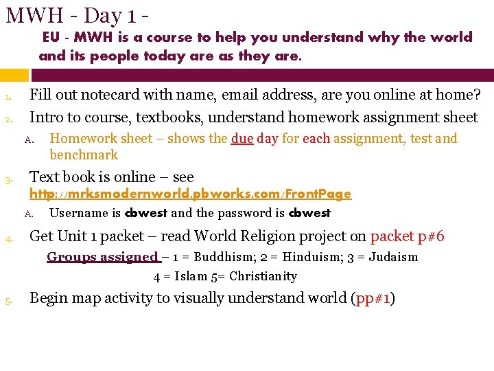 MWH - Day 1 - EU - MWH is a course to help you MWH - Day 1 - EU - MWH is a course to help you