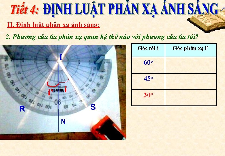 II. Định luật phản xạ ánh sáng: 2. Phương của tia phản xạ quan