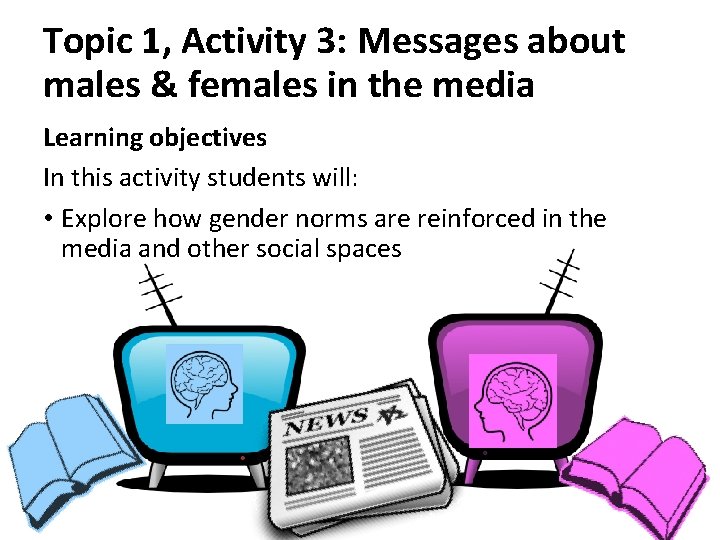 Topic 1, Activity 3: Messages about males & females in the media Learning objectives