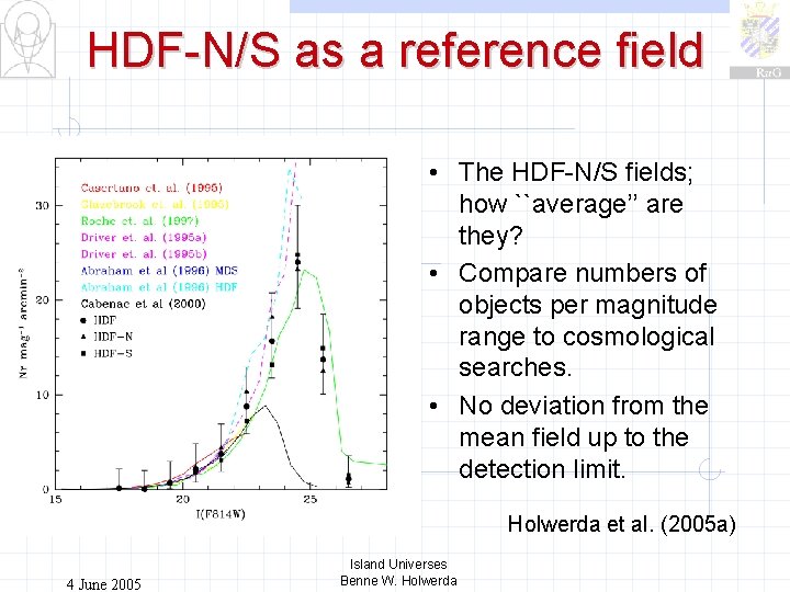 HDF-N/S as a reference field • The HDF-N/S fields; how ``average’’ are they? •