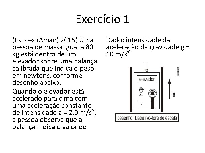 Exercício 1 (Espcex (Aman) 2015) Uma pessoa de massa igual a 80 kg está