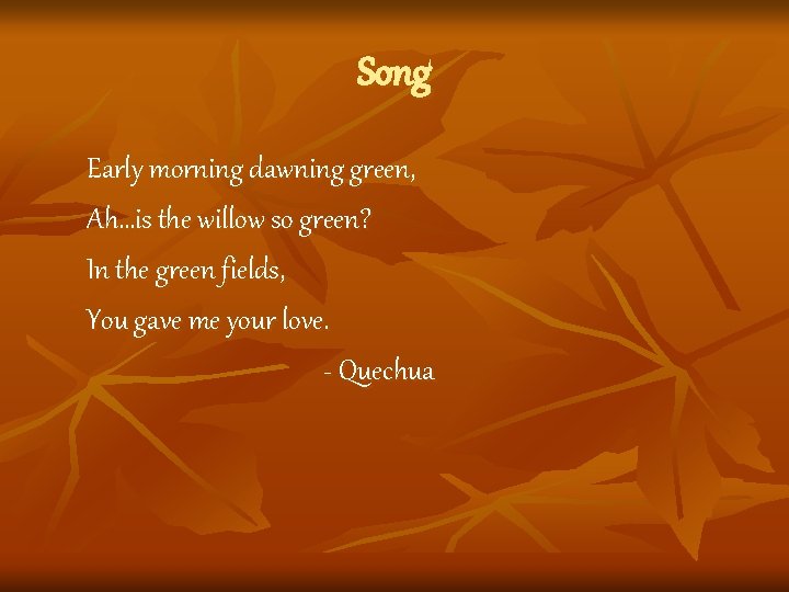 Song Early morning dawning green, Ah…is the willow so green? In the green fields,