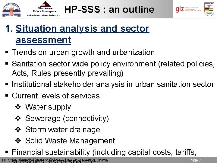 HP-SSS : an outline 1. Situation analysis and sector assessment § Trends on urban