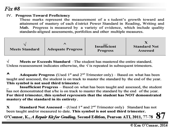 Fix #8 O’Connor, K. , A Repair Kit for Grading, Second Edition, Pearson ATI,