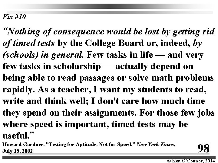 Fix #10 “Nothing of consequence would be lost by getting rid of timed tests