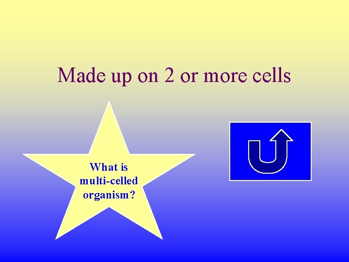 Made up on 2 or more cells What is multi-celled organism? 