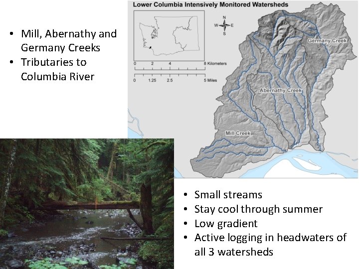  • Mill, Abernathy and Germany Creeks • Tributaries to Columbia River • •