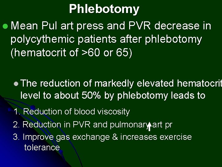 Phlebotomy l Mean Pul art press and PVR decrease in polycythemic patients after phlebotomy