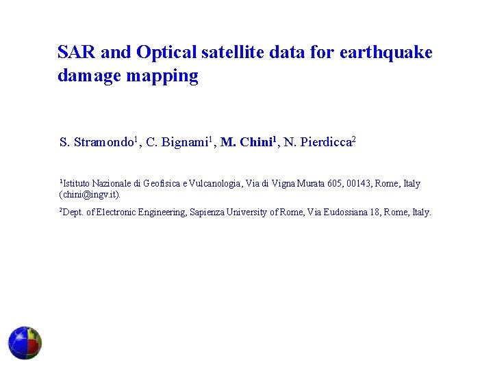 SAR and Optical satellite data for earthquake damage