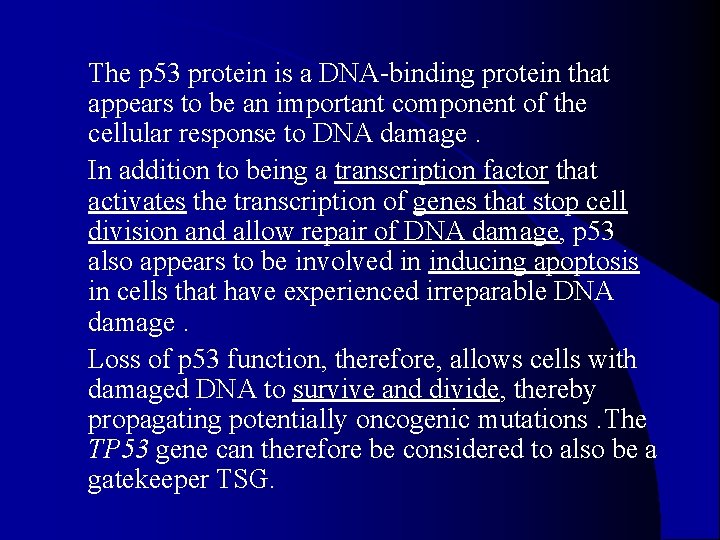 The p 53 protein is a DNA-binding protein that appears to be an important