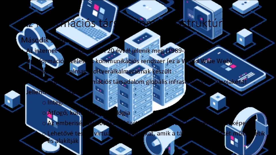 Az információs társadalom infrastruktúrája Második szint • • • Az internet létrehozása után 20