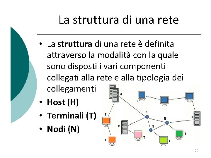 La struttura di una rete • La struttura di una rete è definita attraverso