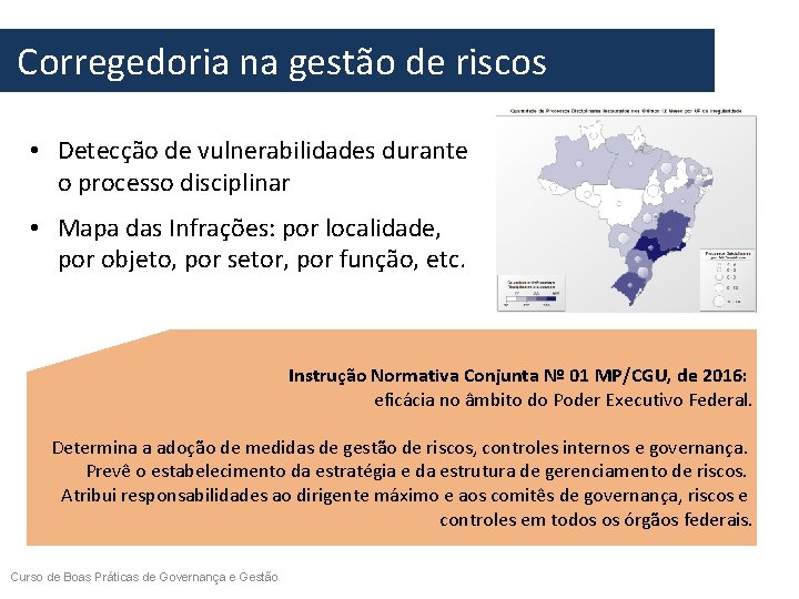  Corregedoria na gestão de riscos • Detecção de vulnerabilidades durante o processo disciplinar