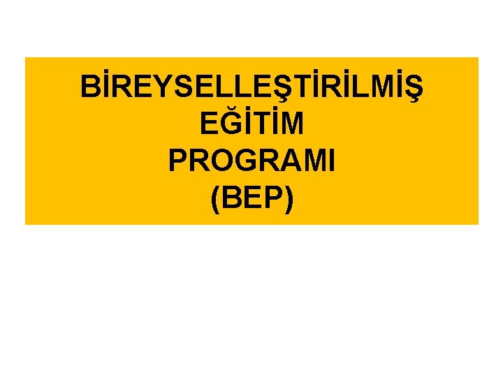 BİREYSELLEŞTİRİLMİŞ EĞİTİM PROGRAMI (BEP) 