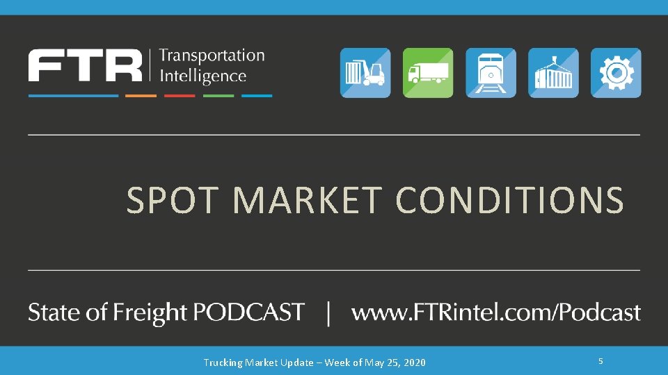 SPOT MARKET CONDITIONS Trucking Market Update – Week of May 25, 2020 5 SPOT MARKET CONDITIONS Trucking Market Update – Week of May 25, 2020 5