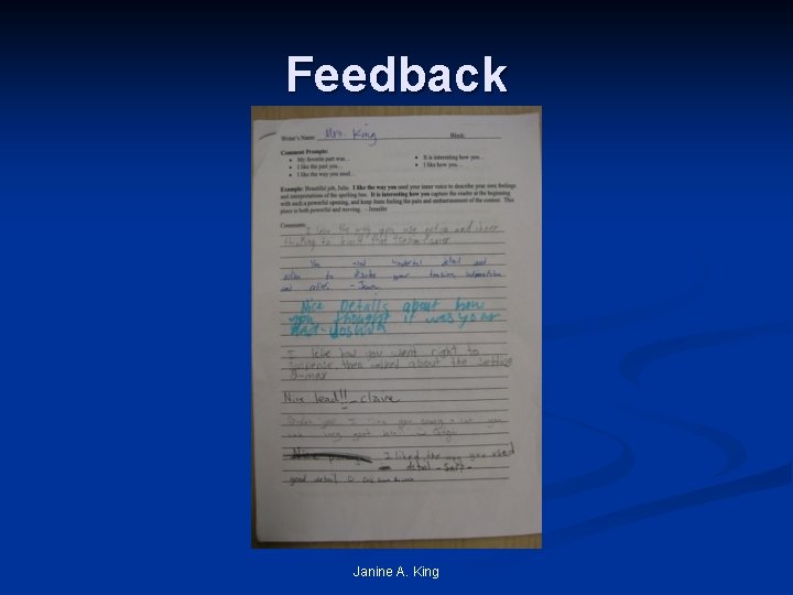 Feedback Janine A. King 