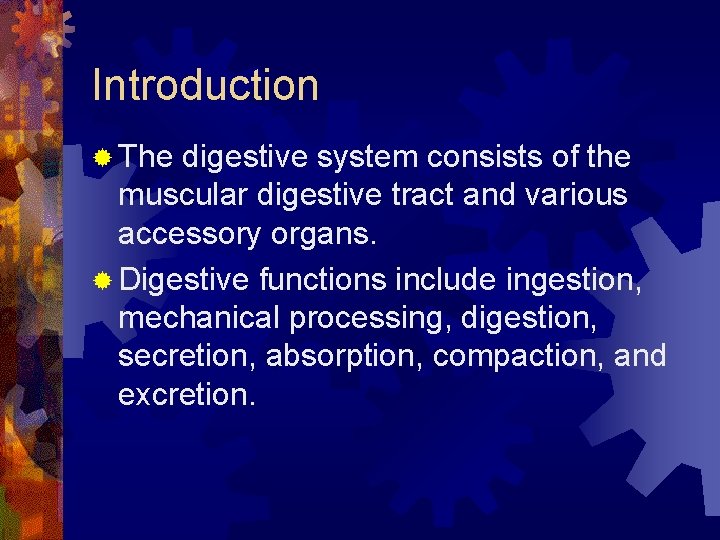 Introduction ® The digestive system consists of the muscular digestive tract and various accessory