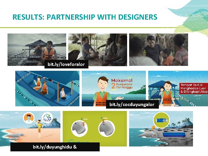 RESULTS: PARTNERSHIP WITH DESIGNERS bit. ly/loveforalor bit. ly/cocduyungalor bit. ly/duyunghidu & bit. ly/duyungmati 