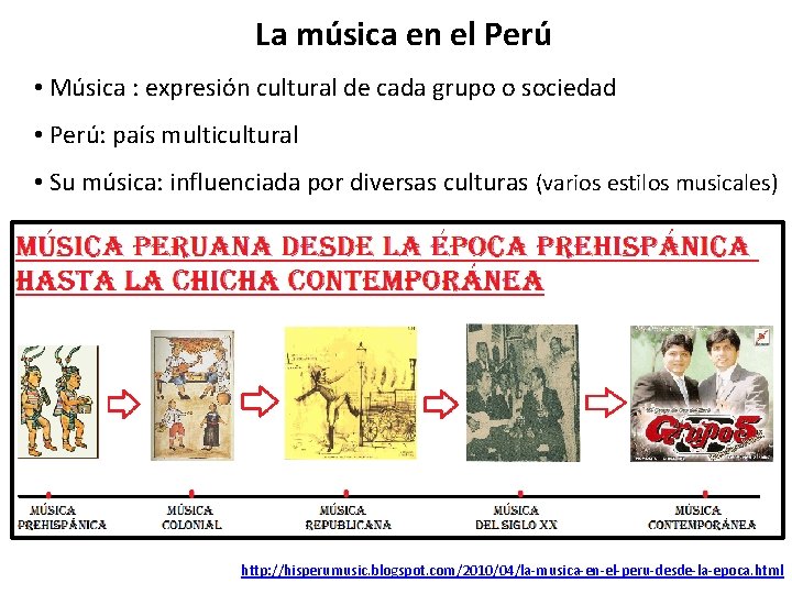 La música en el Perú • Música : expresión cultural de cada grupo o